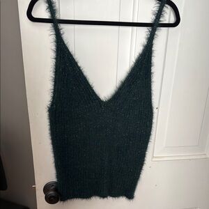 Vici Dark Green Fuzzy Tank Top